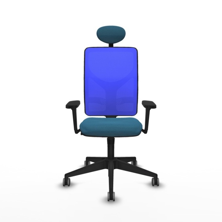 Motilla sincro malla azul bali verde petroleo brazos 3D base piramidal cabecero fijo ruedas 65mm engomadas