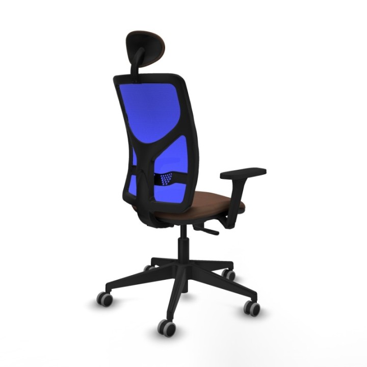 Motilla sincro malla azul bali marrón oscuro brazos 3D base piramidal cabecero fijo ruedas 65mm engomadas