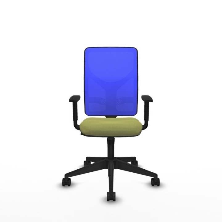 Motilla sincro malla azul bali verde oliva brazos 1D base piramidal  ruedas 65mm nailon