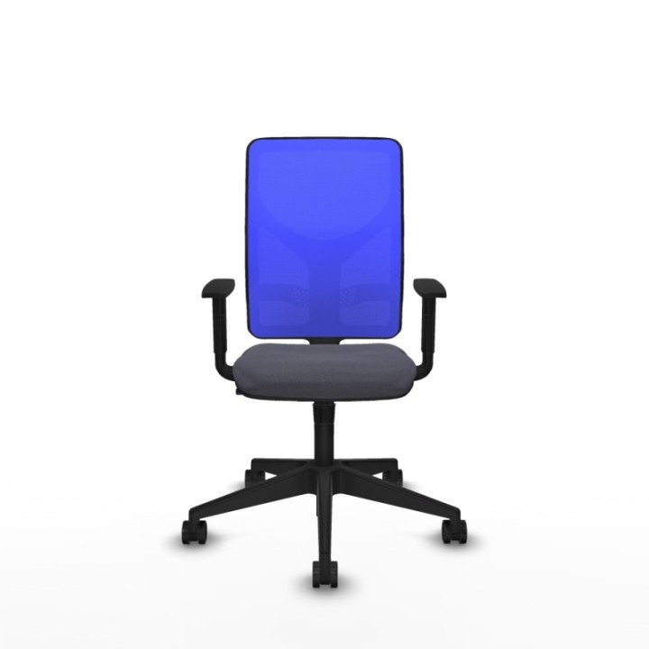 Motilla sincro malla azul bali gris oscuro brazos 1D base piramidal  ruedas 65mm nailon