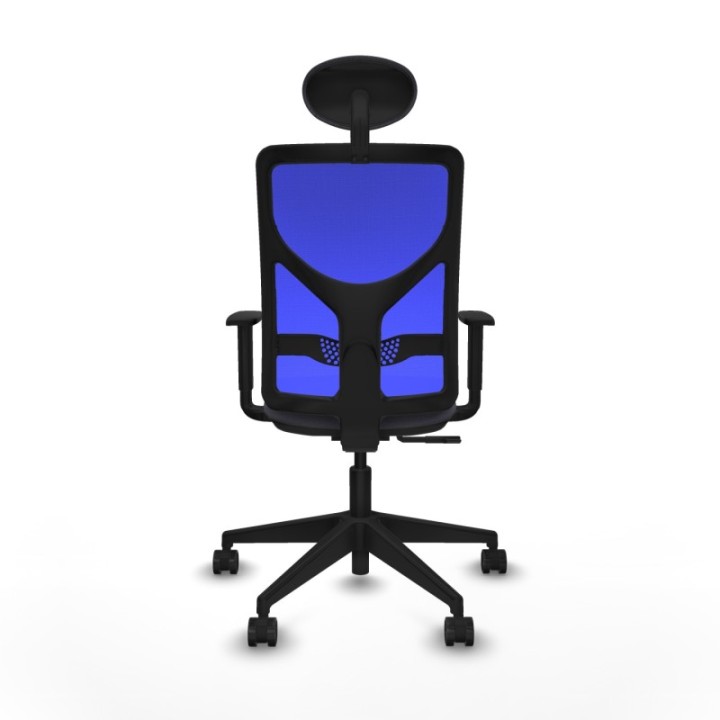 Motilla sincro malla azul bali gris oscuro brazos 1D base piramidal cabecero fijo ruedas 65mm nailon