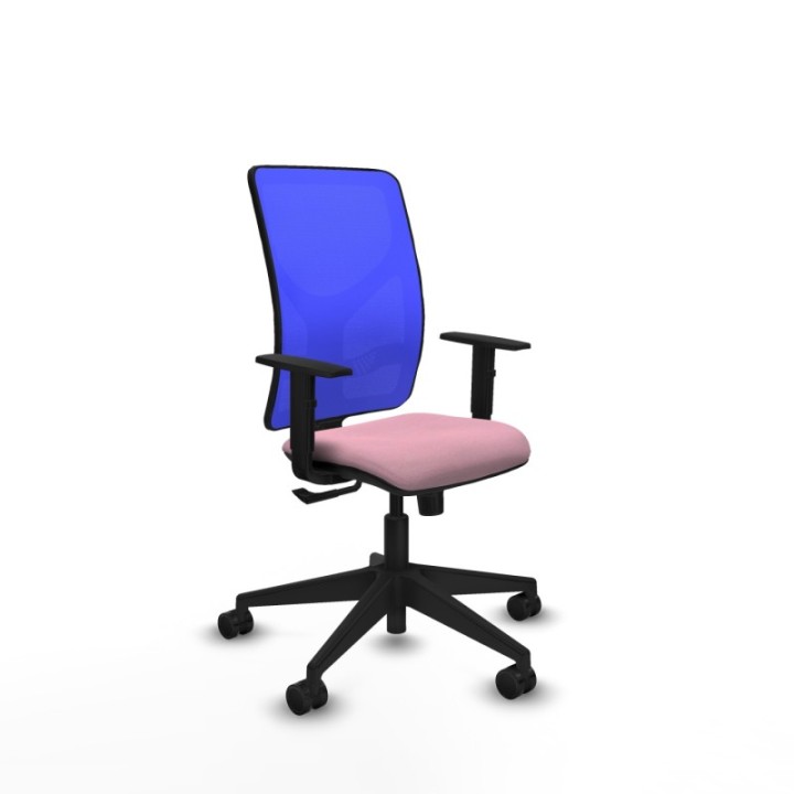 Motilla sincro malla azul bali rosa brazos 1D base piramidal  ruedas 65mm nailon