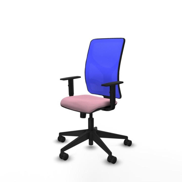 Motilla sincro malla azul bali rosa brazos 1D base piramidal  ruedas 65mm nailon