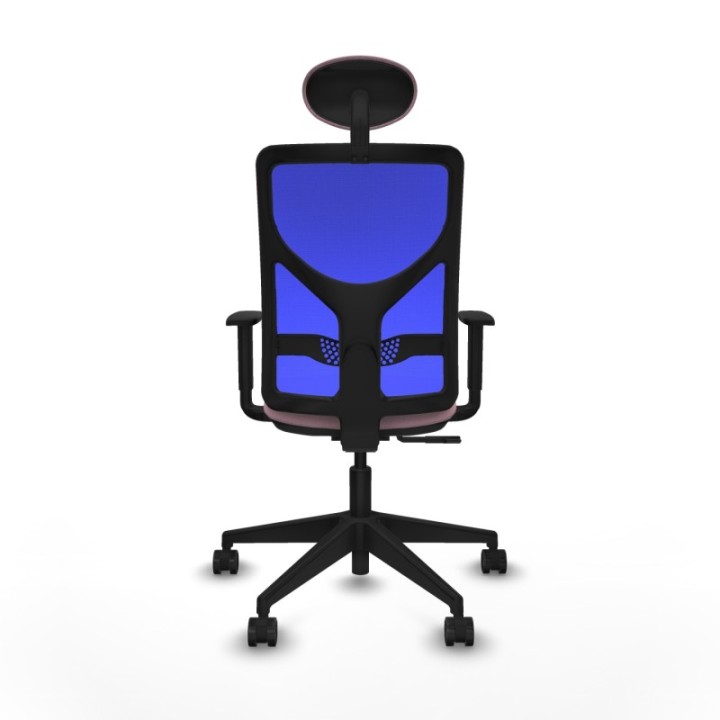 Motilla sincro malla azul bali rosa brazos 1D base piramidal cabecero fijo ruedas 65mm nailon