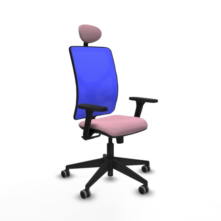 Motilla sincro malla azul bali rosa brazos 3D base piramidal cabecero fijo ruedas 65mm engomadas