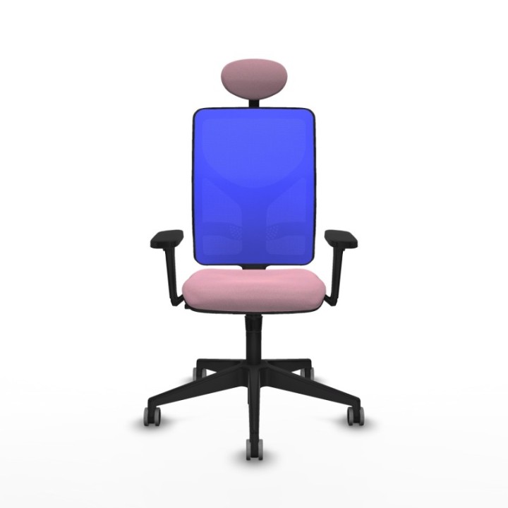 Motilla sincro malla azul bali rosa brazos 3D base piramidal cabecero fijo ruedas 65mm engomadas