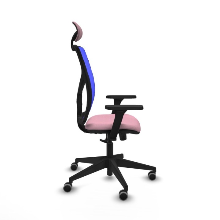 Motilla sincro malla azul bali rosa brazos 3D base piramidal cabecero fijo ruedas 65mm engomadas