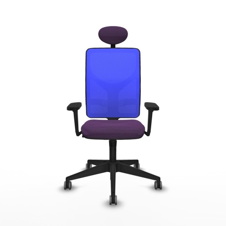 Motilla sincro malla azul bali morado brazos 3D base piramidal cabecero fijo ruedas 65mm engomadas