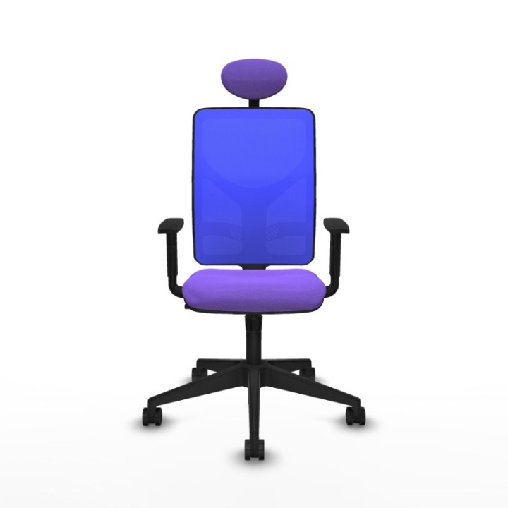 Motilla sincro malla azul bali lila brazos 1D base piramidal cabecero fijo ruedas 65mm nailon