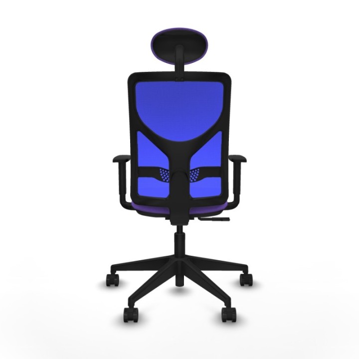 Motilla sincro malla azul bali lila brazos 1D base piramidal cabecero fijo ruedas 65mm nailon