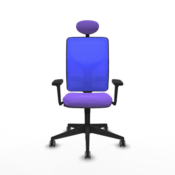 Motilla sincro malla azul bali lila brazos 3D base piramidal cabecero fijo ruedas 65mm engomadas