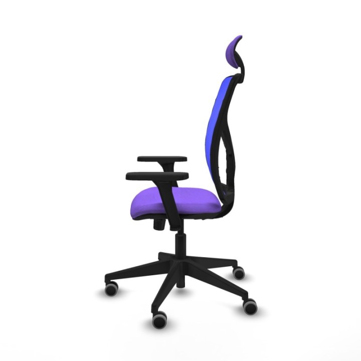 Motilla sincro malla azul bali lila brazos 3D base piramidal cabecero fijo ruedas 65mm engomadas