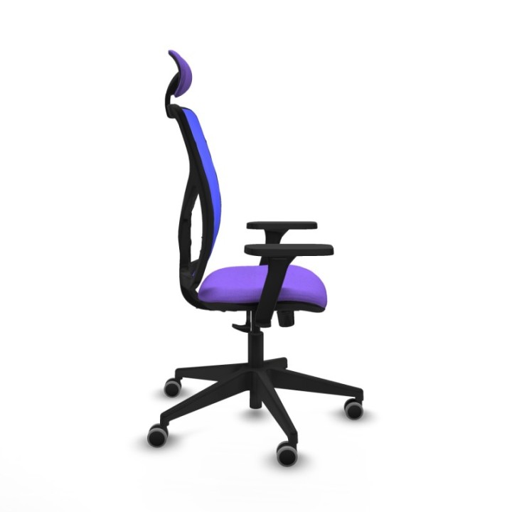 Motilla sincro malla azul bali lila brazos 3D base piramidal cabecero fijo ruedas 65mm engomadas