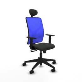 Motilla sincro malla azul bali negro brazos 1D base piramidal cabecero fijo ruedas 65mm nailon