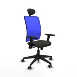 Motilla sincro malla azul bali negro brazos 3D base piramidal cabecero fijo ruedas 65mm engomadas