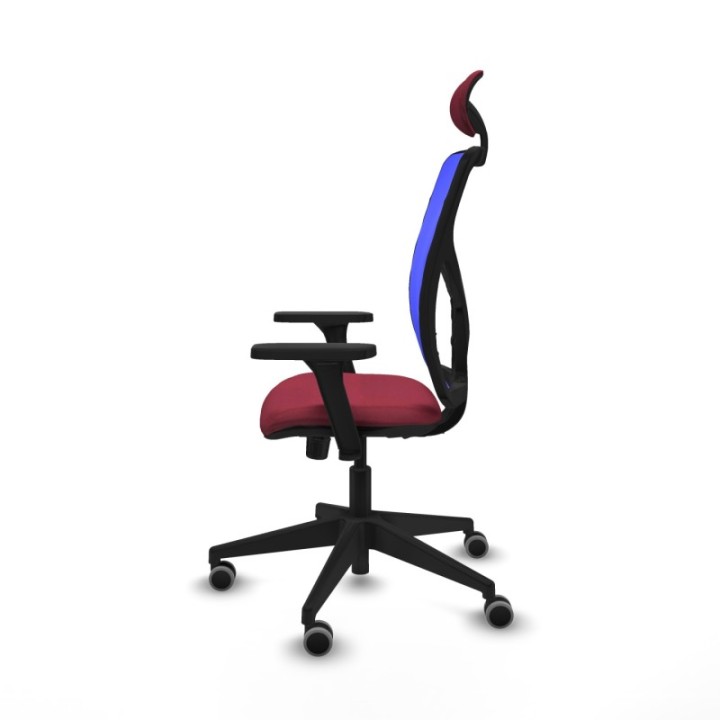 Motilla sincro malla azul bali granate brazos 3D base piramidal cabecero fijo ruedas 65mm engomadas