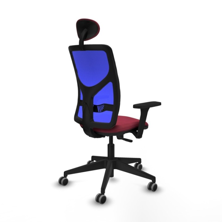 Motilla sincro malla azul bali granate brazos 3D base piramidal cabecero fijo ruedas 65mm engomadas