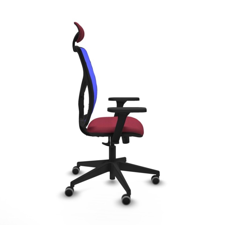 Motilla sincro malla azul bali granate brazos 3D base piramidal cabecero fijo ruedas 65mm engomadas