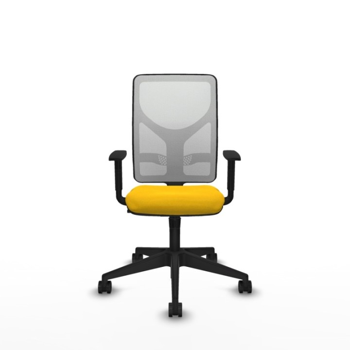 Motilla sincro malla blanca bali amarillo brazos 1D base piramidal  ruedas 65mm nailon