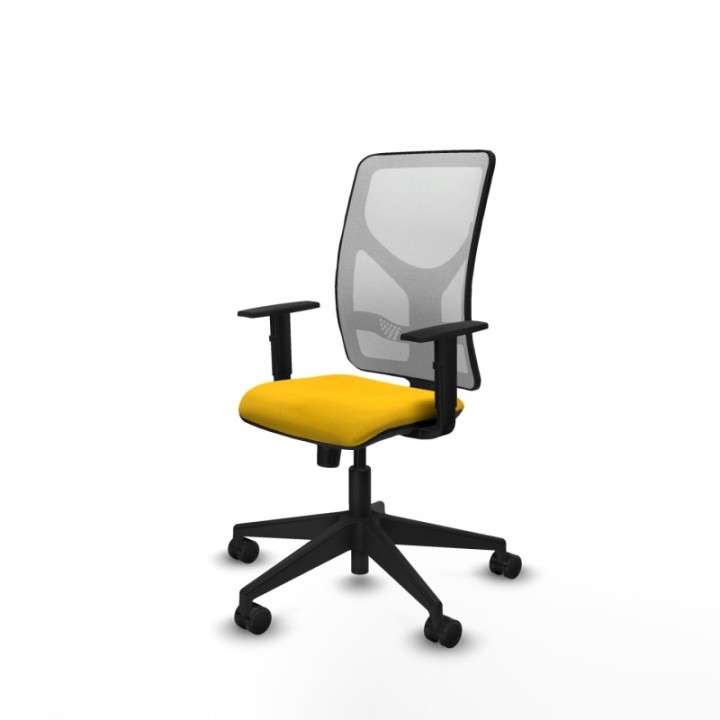 Motilla sincro malla blanca bali amarillo brazos 1D base piramidal  ruedas 65mm nailon