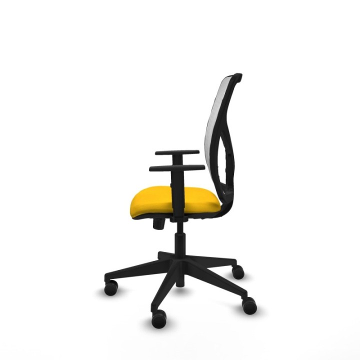 Motilla sincro malla blanca bali amarillo brazos 1D base piramidal  ruedas 65mm nailon