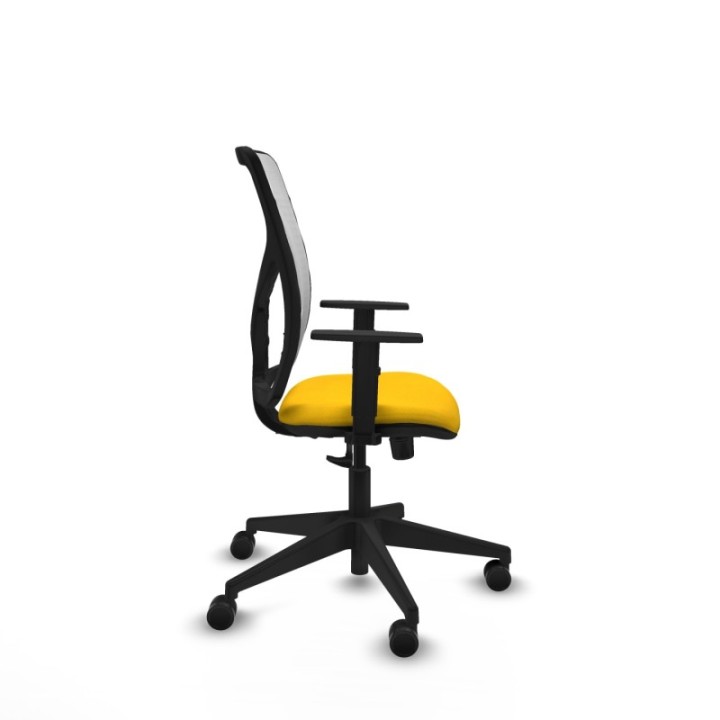 Motilla sincro malla blanca bali amarillo brazos 1D base piramidal  ruedas 65mm nailon