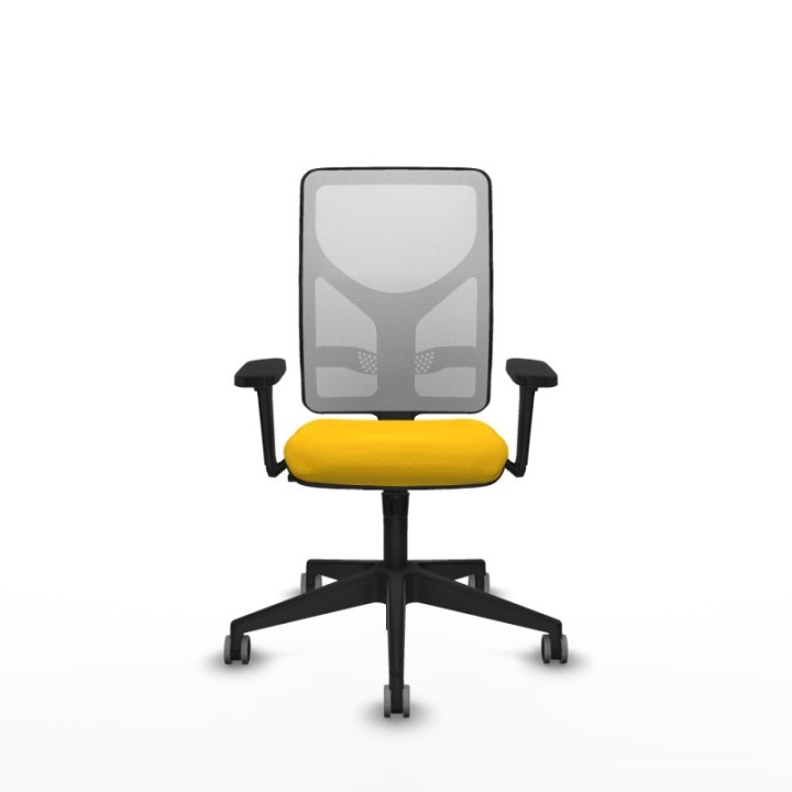 Motilla sincro malla blanca bali amarillo brazos 3D base piramidal  ruedas 65mm engomadas