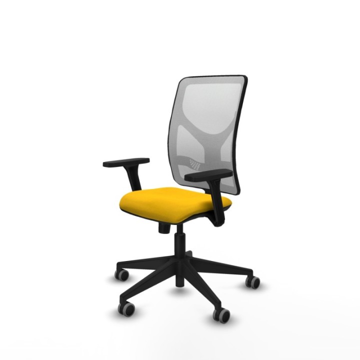 Motilla sincro malla blanca bali amarillo brazos 3D base piramidal  ruedas 65mm engomadas