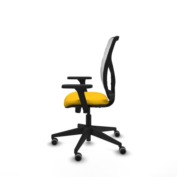 Motilla sincro malla blanca bali amarillo brazos 3D base piramidal  ruedas 65mm engomadas