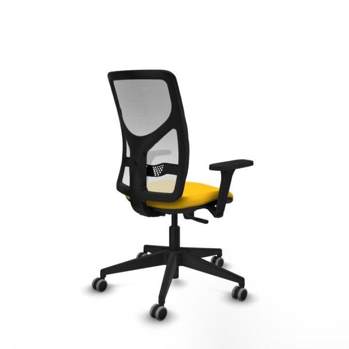 Motilla sincro malla blanca bali amarillo brazos 3D base piramidal  ruedas 65mm engomadas