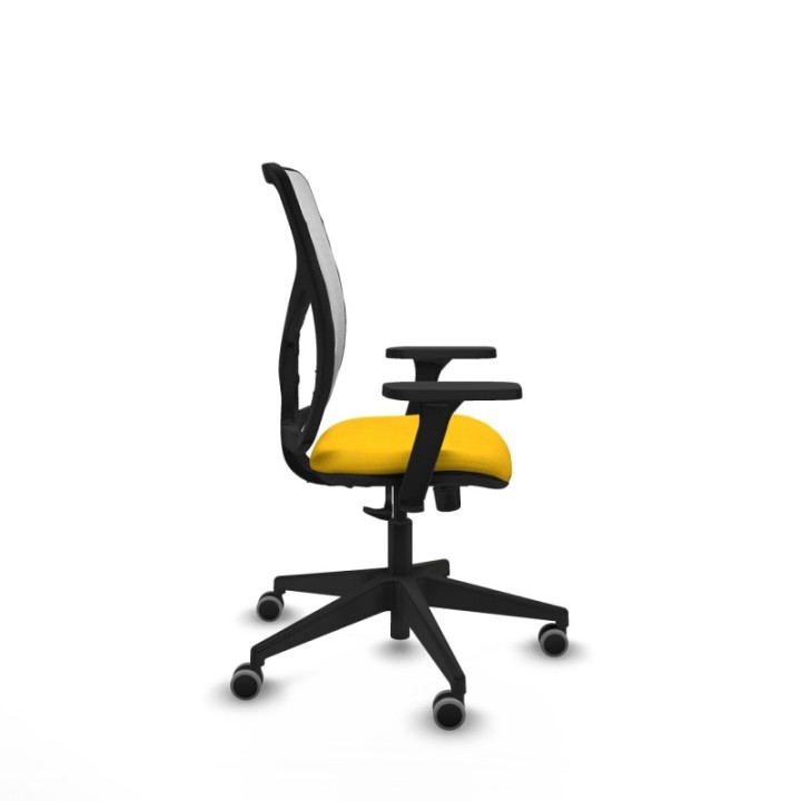 Motilla sincro malla blanca bali amarillo brazos 3D base piramidal  ruedas 65mm engomadas