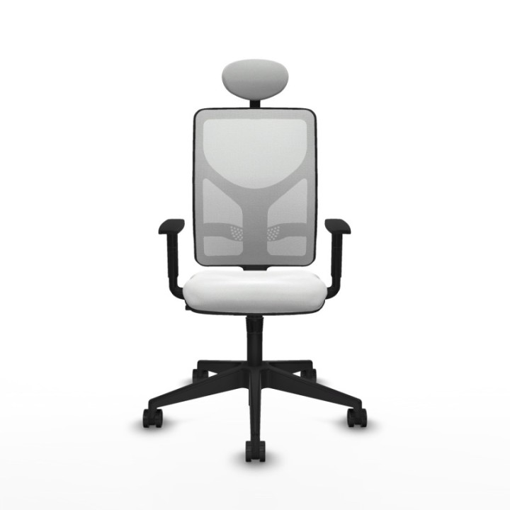 Motilla sincro malla blanca bali blanco brazos 1D base piramidal cabecero fijo ruedas 65mm nailon