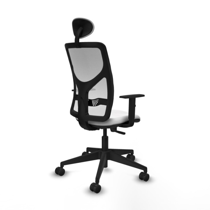 Motilla sincro malla blanca bali blanco brazos 1D base piramidal cabecero fijo ruedas 65mm nailon