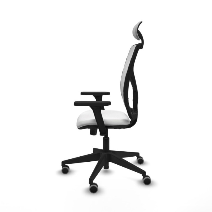 Motilla sincro malla blanca bali blanco brazos 3D base piramidal cabecero fijo ruedas 65mm engomadas