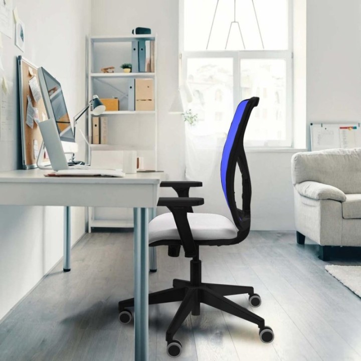 Motilla sincro malla blanca bali azul cielo brazos 3D base piramidal  ruedas 65mm engomadas