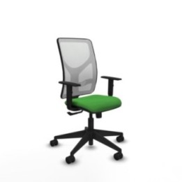 Motilla sincro malla blanca bali verde brazos 1D base piramidal  ruedas 65mm nailon