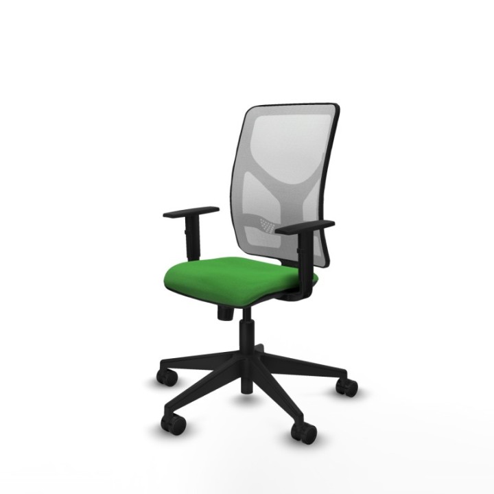 Motilla sincro malla blanca bali verde brazos 1D base piramidal  ruedas 65mm nailon