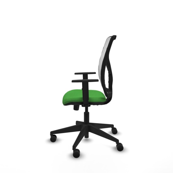 Motilla sincro malla blanca bali verde brazos 1D base piramidal  ruedas 65mm nailon