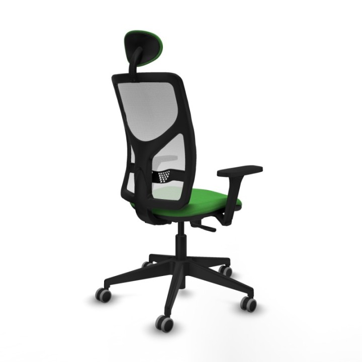 Motilla sincro malla blanca bali verde brazos 3D base piramidal cabecero fijo ruedas 65mm engomadas