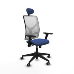 Motilla sincro malla blanca bali azul marino brazos 3D base piramidal cabecero fijo ruedas 65mm engomadas