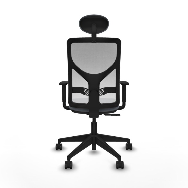 Motilla sincro malla blanca bali gris brazos 1D base piramidal cabecero fijo ruedas 65mm nailon