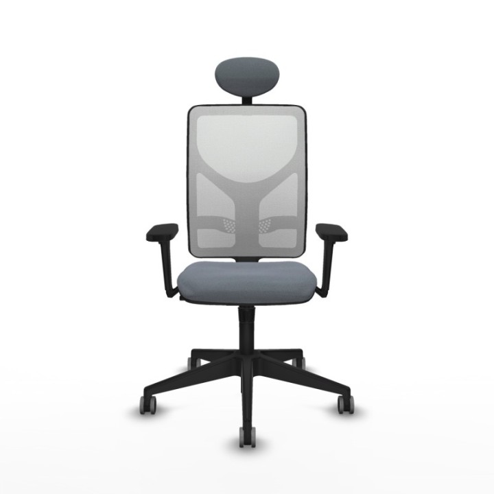 Motilla sincro malla blanca bali gris brazos 3D base piramidal cabecero fijo ruedas 65mm engomadas