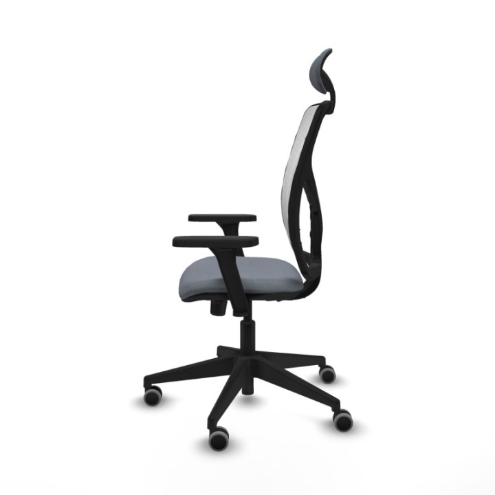 Motilla sincro malla blanca bali gris brazos 3D base piramidal cabecero fijo ruedas 65mm engomadas