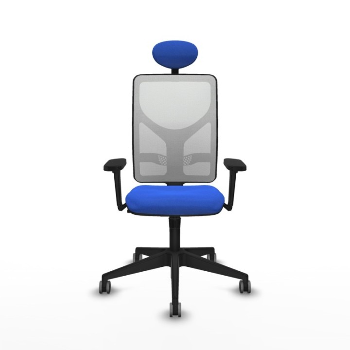 Motilla sincro malla blanca bali azul brazos 3D base piramidal cabecero fijo ruedas 65mm engomadas