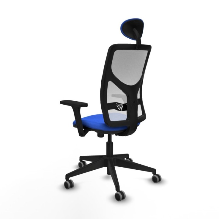 Motilla sincro malla blanca bali azul brazos 3D base piramidal cabecero fijo ruedas 65mm engomadas