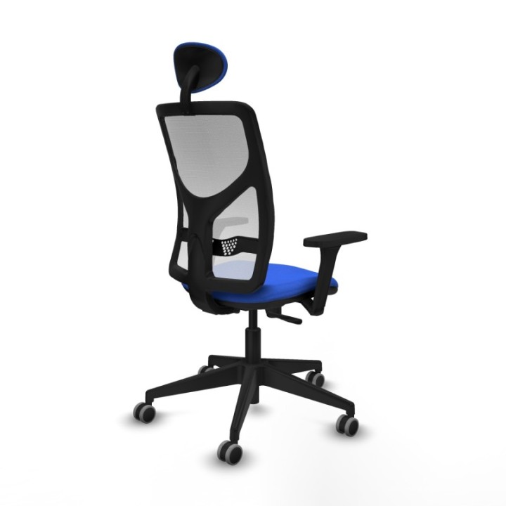 Motilla sincro malla blanca bali azul brazos 3D base piramidal cabecero fijo ruedas 65mm engomadas