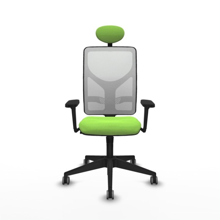 Motilla sincro malla blanca bali pistacho brazos 3D base piramidal cabecero fijo ruedas 65mm engomadas