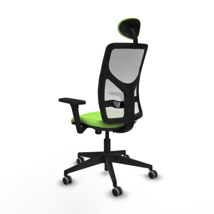 Motilla sincro malla blanca bali pistacho brazos 3D base piramidal cabecero fijo ruedas 65mm engomadas