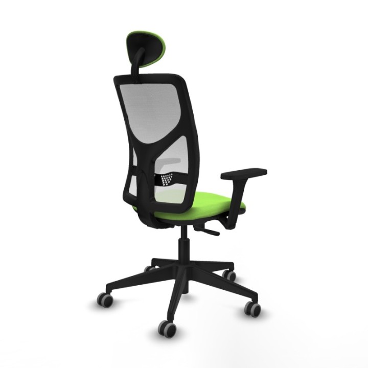 Motilla sincro malla blanca bali pistacho brazos 3D base piramidal cabecero fijo ruedas 65mm engomadas