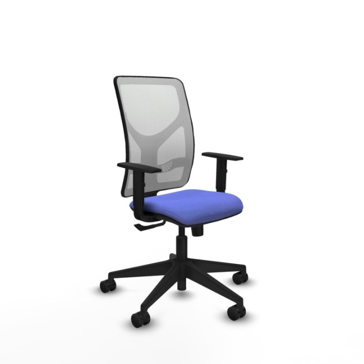 Motilla sincro malla blanca bali azul claro brazos 1D base piramidal  ruedas 65mm nailon